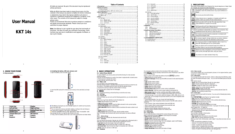 Page n°1 - Manuel utilisateur Lava KKT 14s