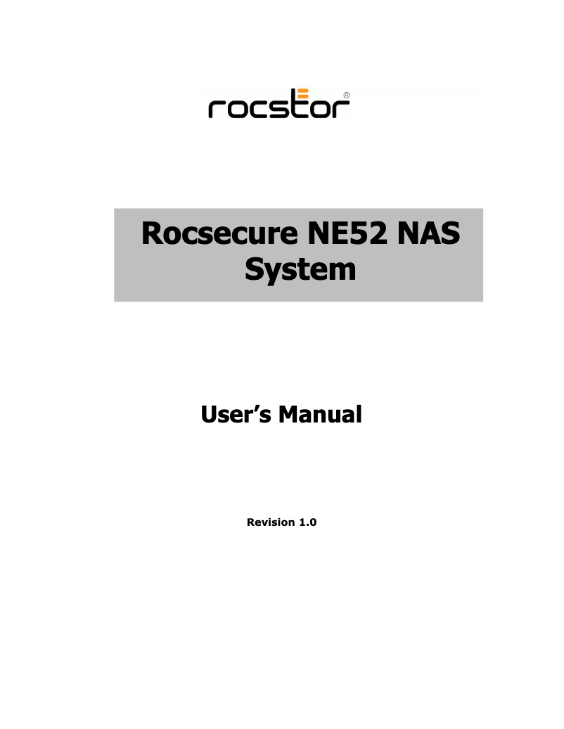 Imagen de la primera página del manual del dispositivo Rocsecure NE52
