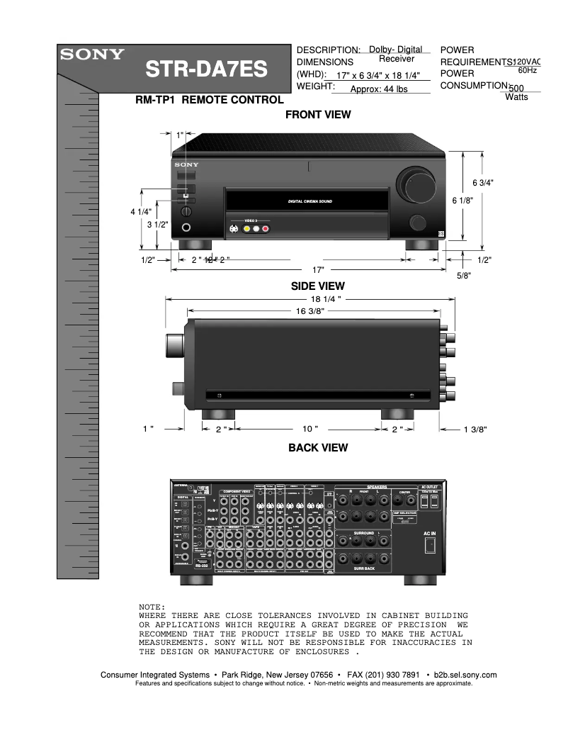 Image de la première page du manuel de l'appareil STR-DA7ES