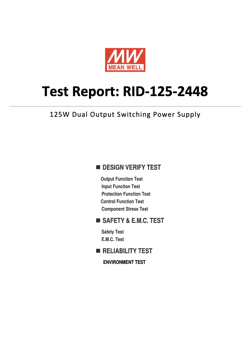 Page 1 de la notice Fiche technique Mean Well RID-125-2448