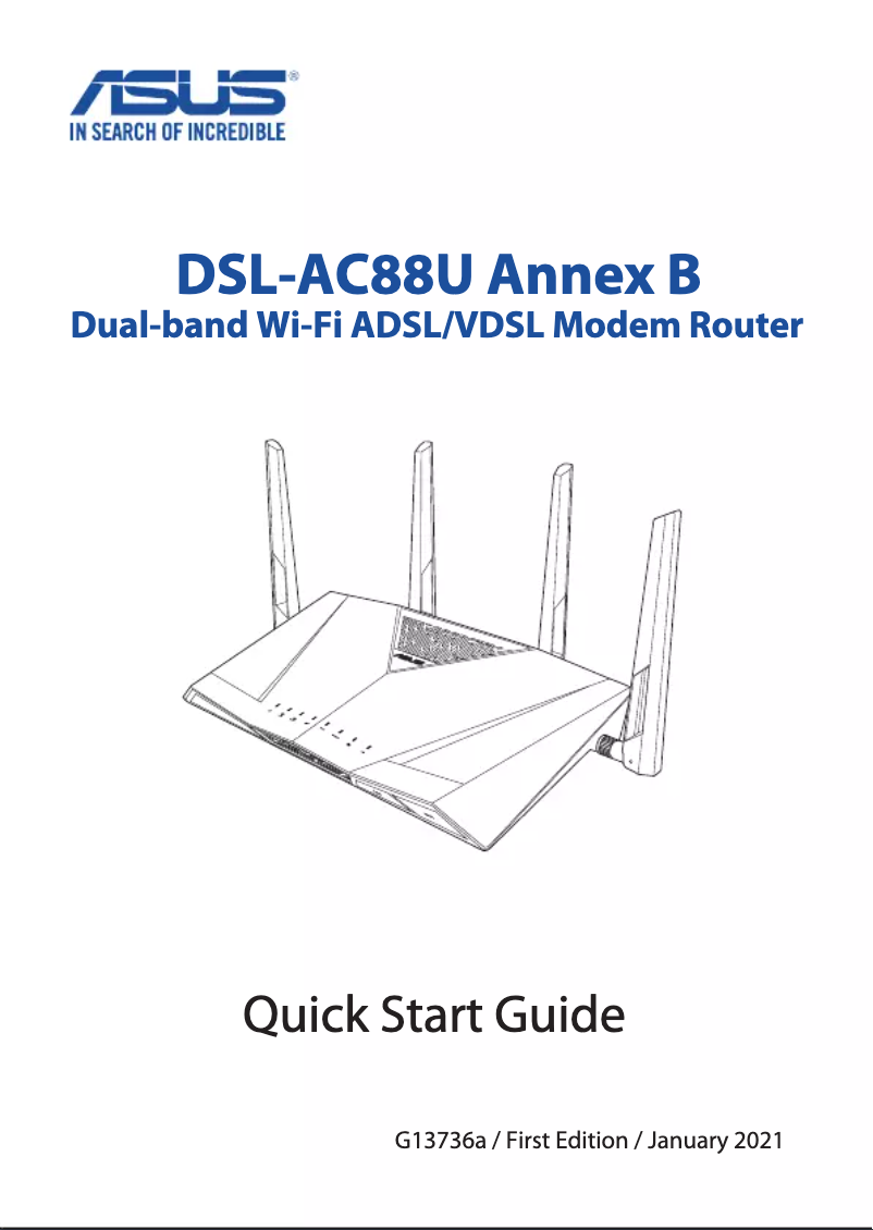 Page 1 de la notice Guide de démarrage rapide Asus DSL-AC88U Annex B