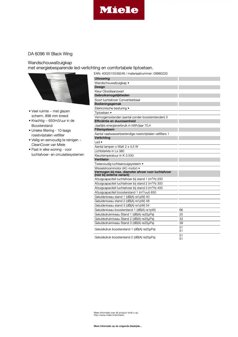 Image de la première page du manuel de l'appareil DA 6096 W WING