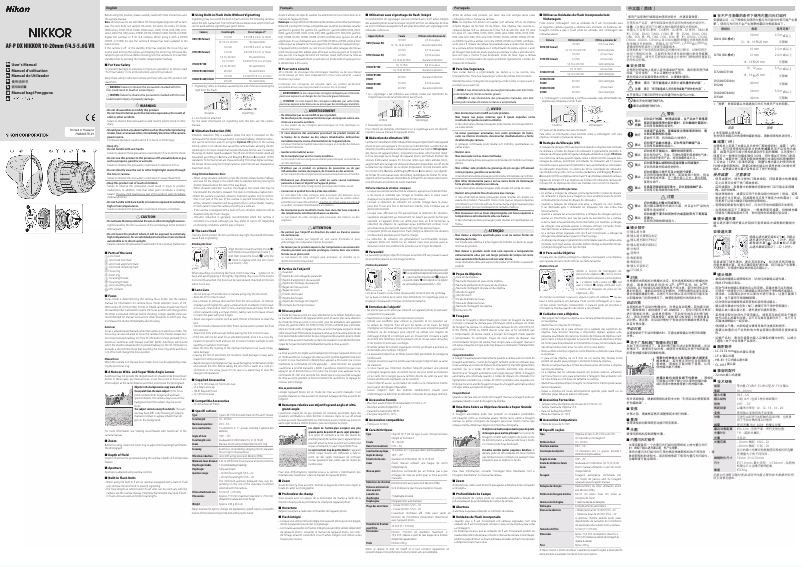 Page 1 de la notice Manuel utilisateur Nikon AF-P DX Nikkor 10-20mm f/4.5-5.6G VR