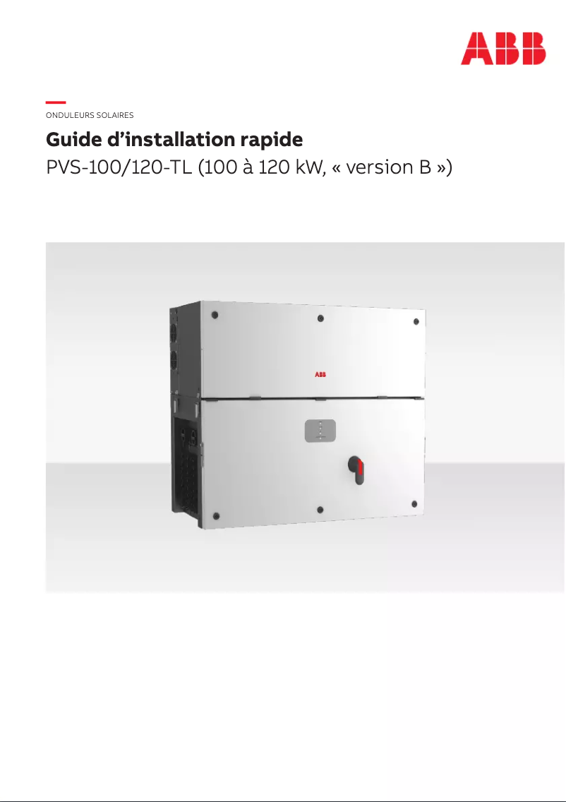 Page 1 de la notice Guide d'installation FIMER PVS-100-TL