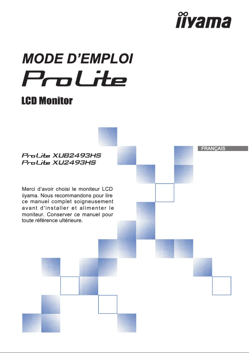 Page 1 de la notice Manuel utilisateur Iiyama ProLite XU2493HS