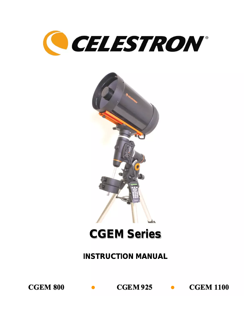Page n°1 - Manuel utilisateur Celestron CGEM 925 HD Computerized