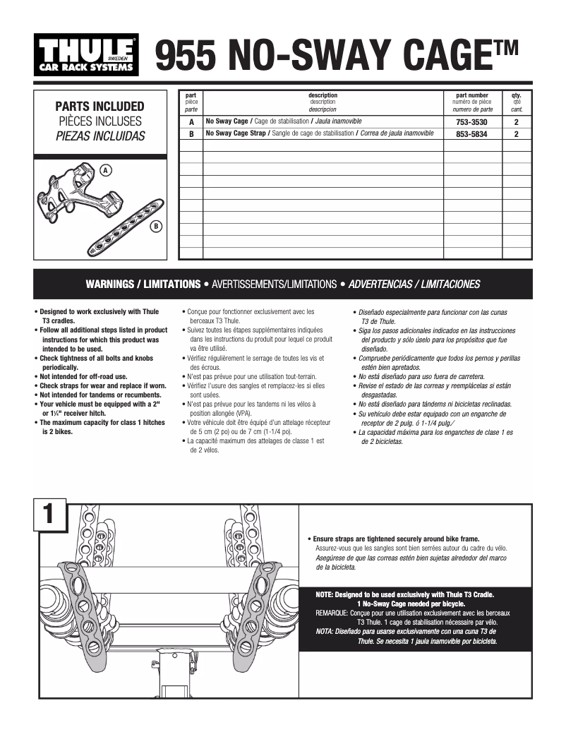 Página 1 del manual Manual de usuario Thule 955 No-Sway Cage
