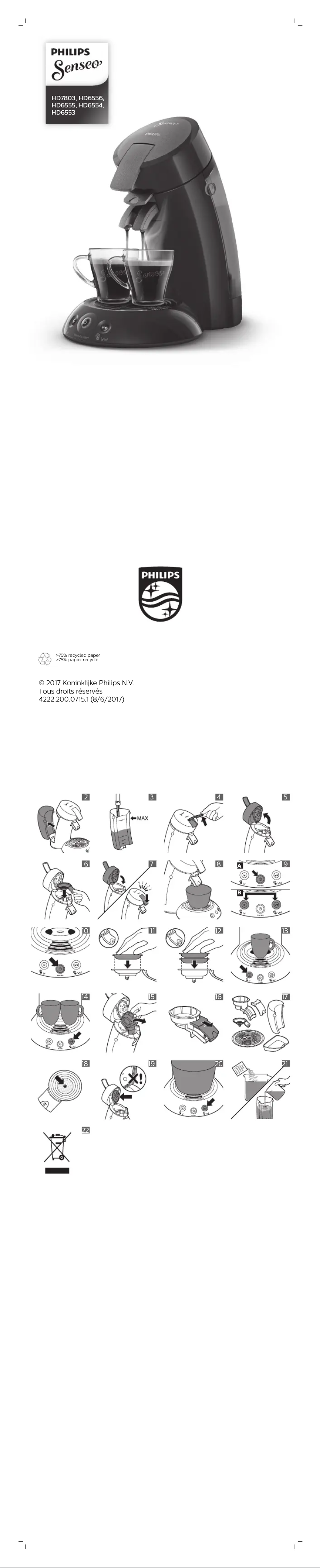 Page 1 de la notice Manuel utilisateur Philips Senseo Original HD6554