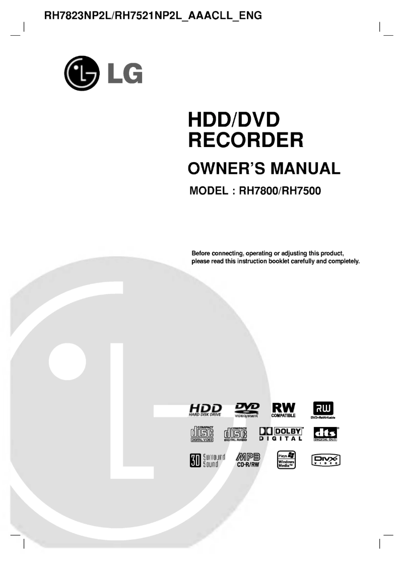 Image de la première page du manuel de l'appareil RH7823NP2L