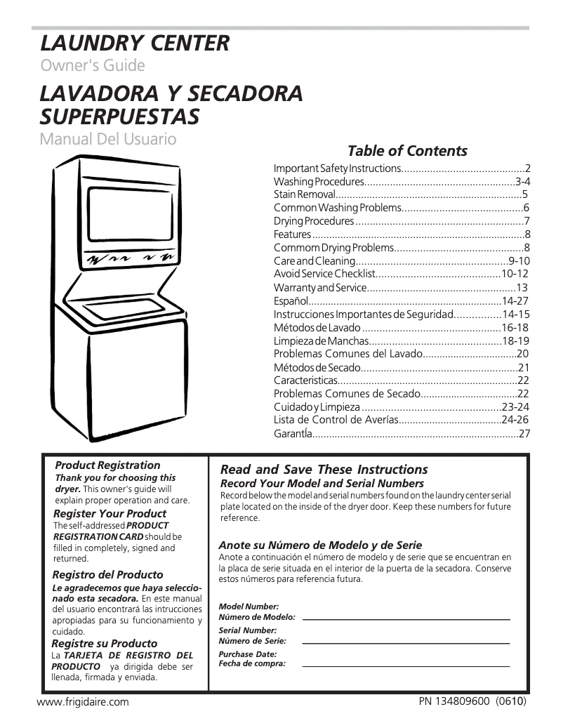 Page n°1 - Manuel utilisateur Frigidaire GLGT1142FS