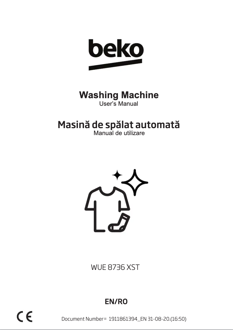 Page 1 de la notice Manuel utilisateur Beko WUE 8736 XST