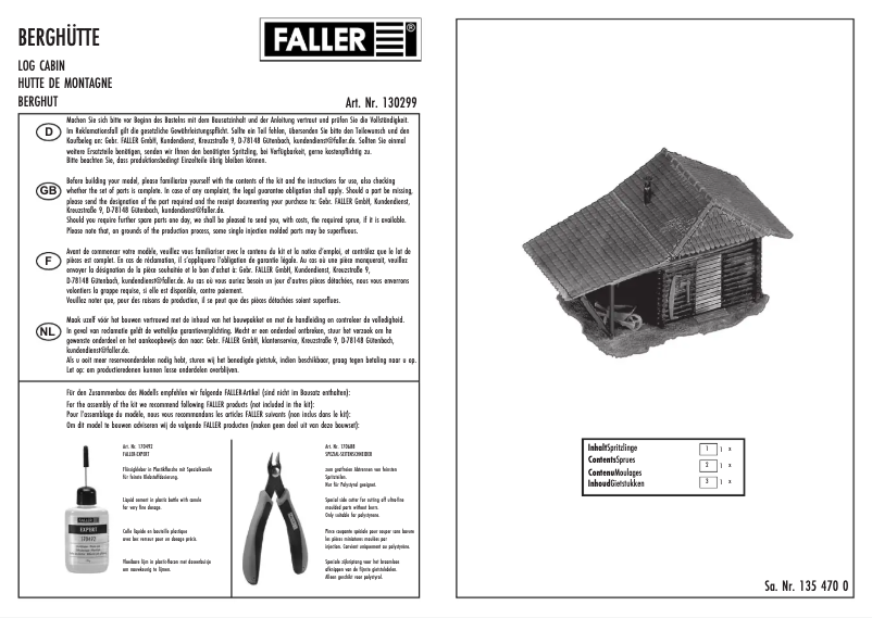 Page 1 de la notice Manuel utilisateur Faller 130299