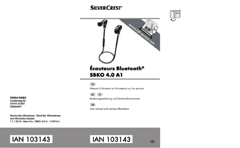 Page 1 de la notice Manuel utilisateur SilverCrest SBKO 4.0 A1