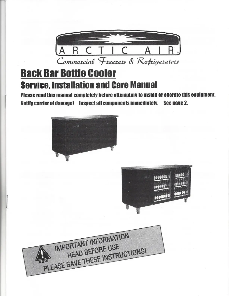 Page 1 de la notice Manuel utilisateur Arctic Air ABB72