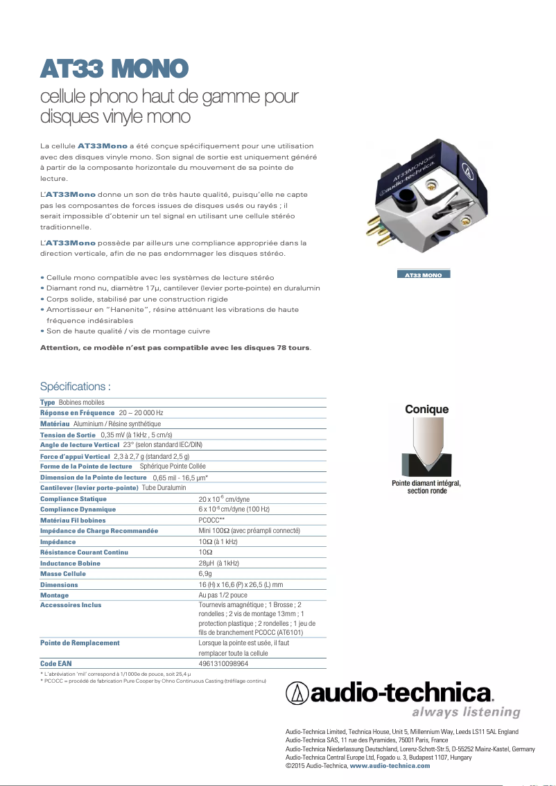 Image de la première page du manuel de l'appareil AT33MONO