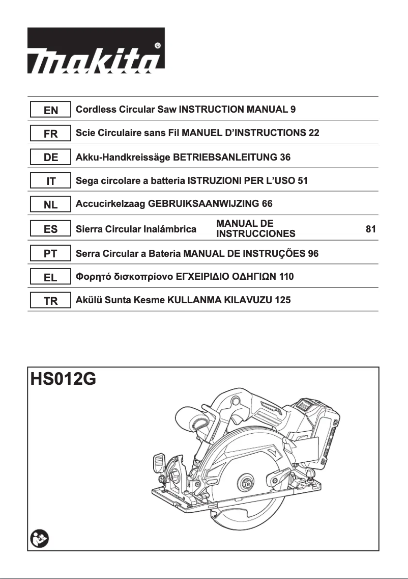 Page 1 de la notice Manuel utilisateur Makita HS012G