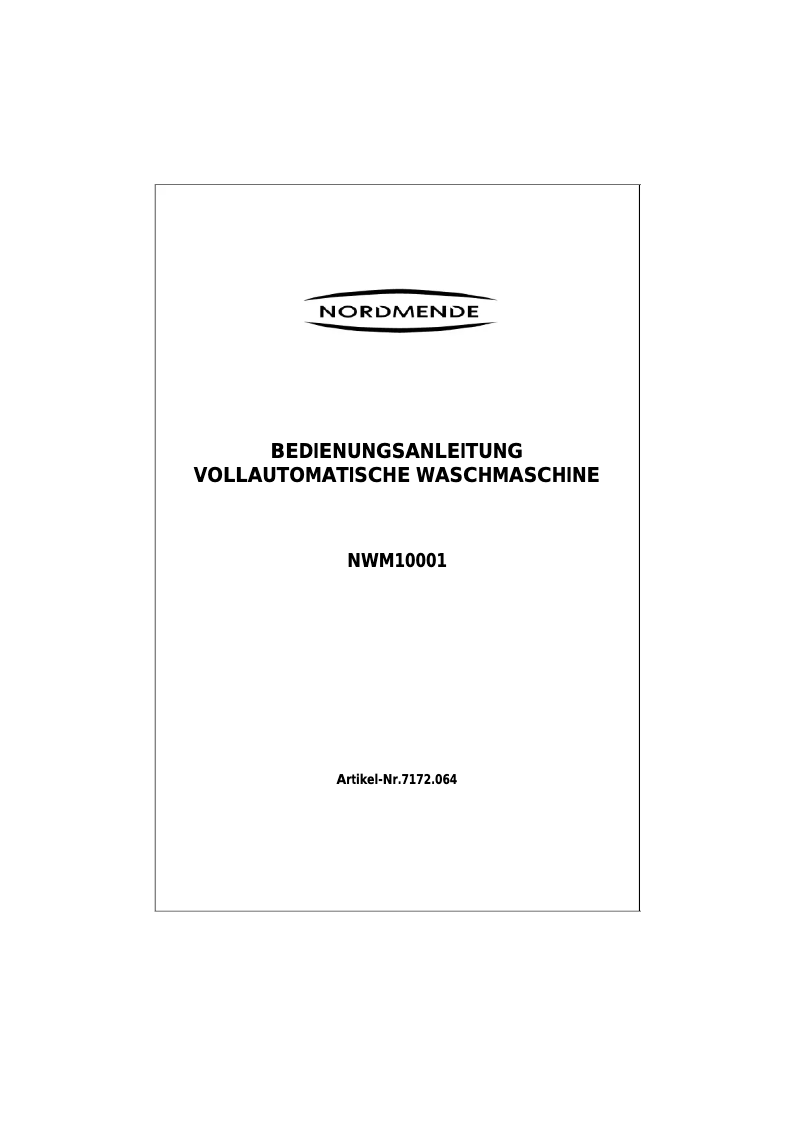 Page 1 de la notice Manuel utilisateur Nordmende NWM10001