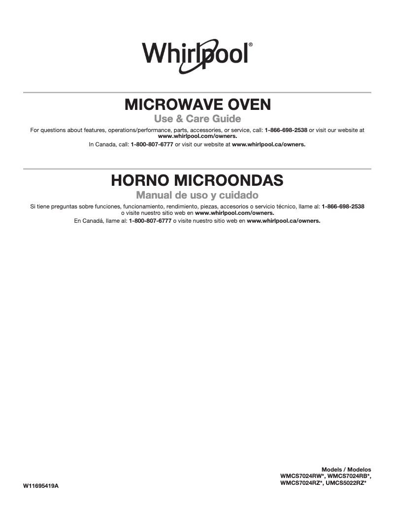 Página 1 del manual Manual de usuario Whirlpool WMCS7024RW