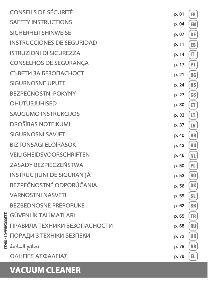 Página 1 del manual Instrucciones de seguridad Rowenta Silence Force RO7755