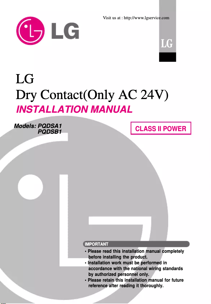 Page 1 de la notice Manuel utilisateur LG PQDSB1