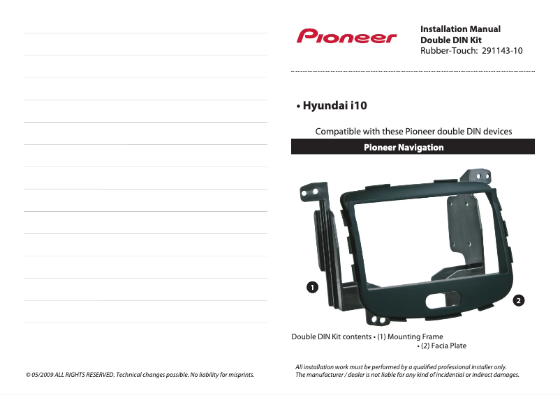 Page n°1 - Manuel utilisateur Pioneer 291143-10