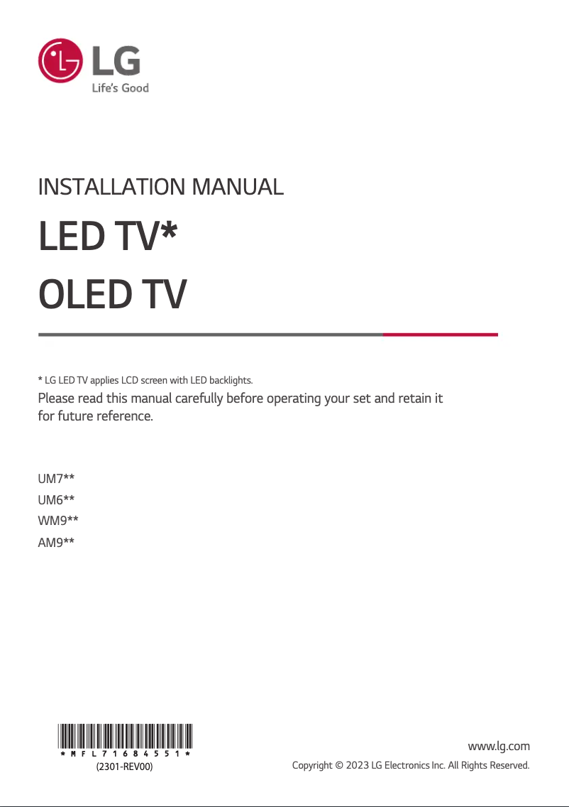 Page n°1 - Manuel utilisateur LG 55UM767H0LJ