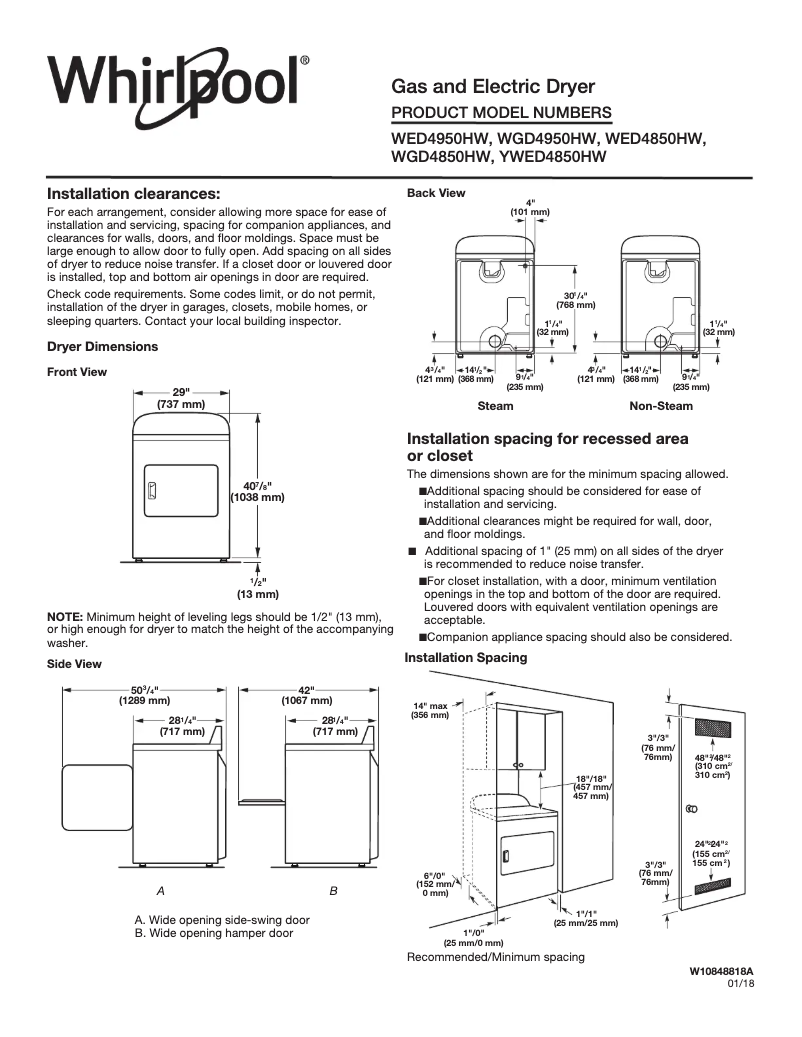 Página 1 del manual Manual de instrucciones Whirlpool W10562352B