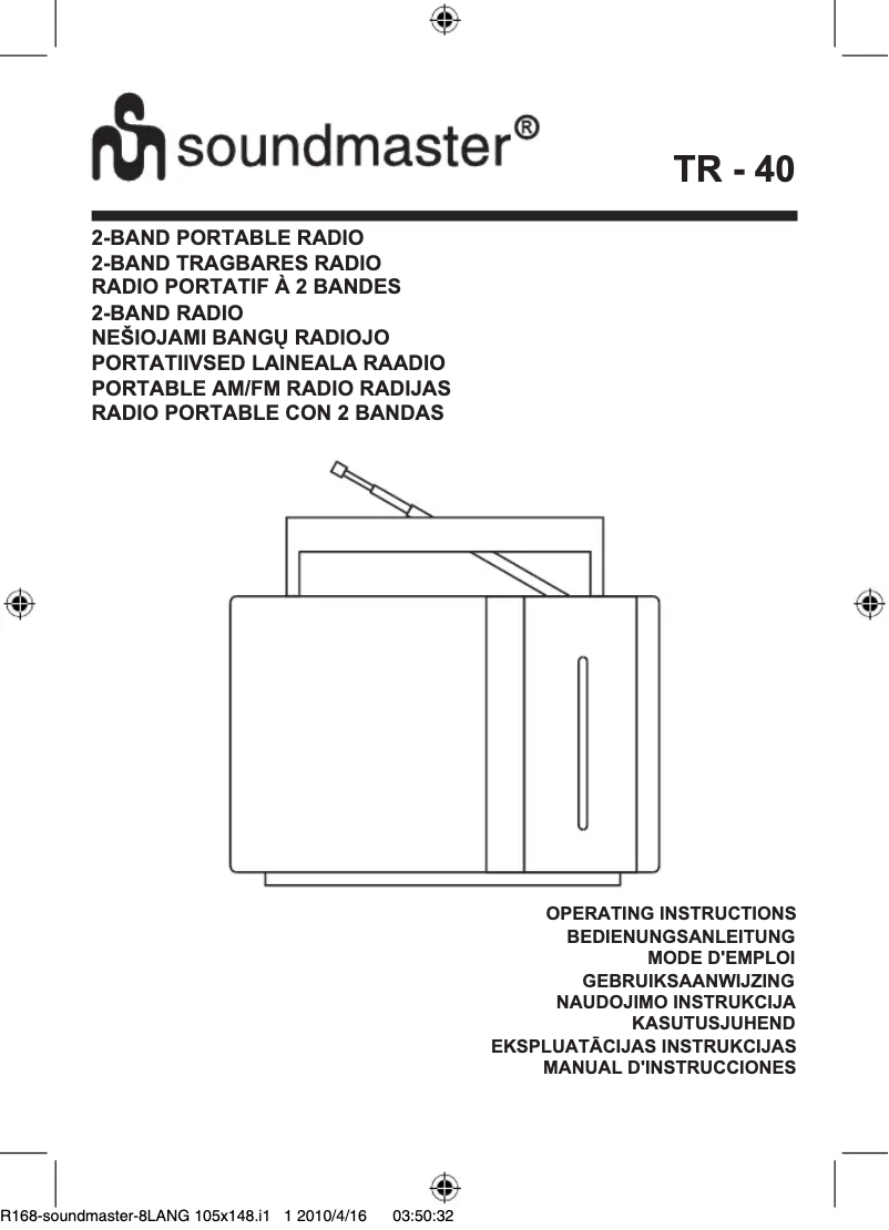Image de la première page du manuel de l'appareil TR40