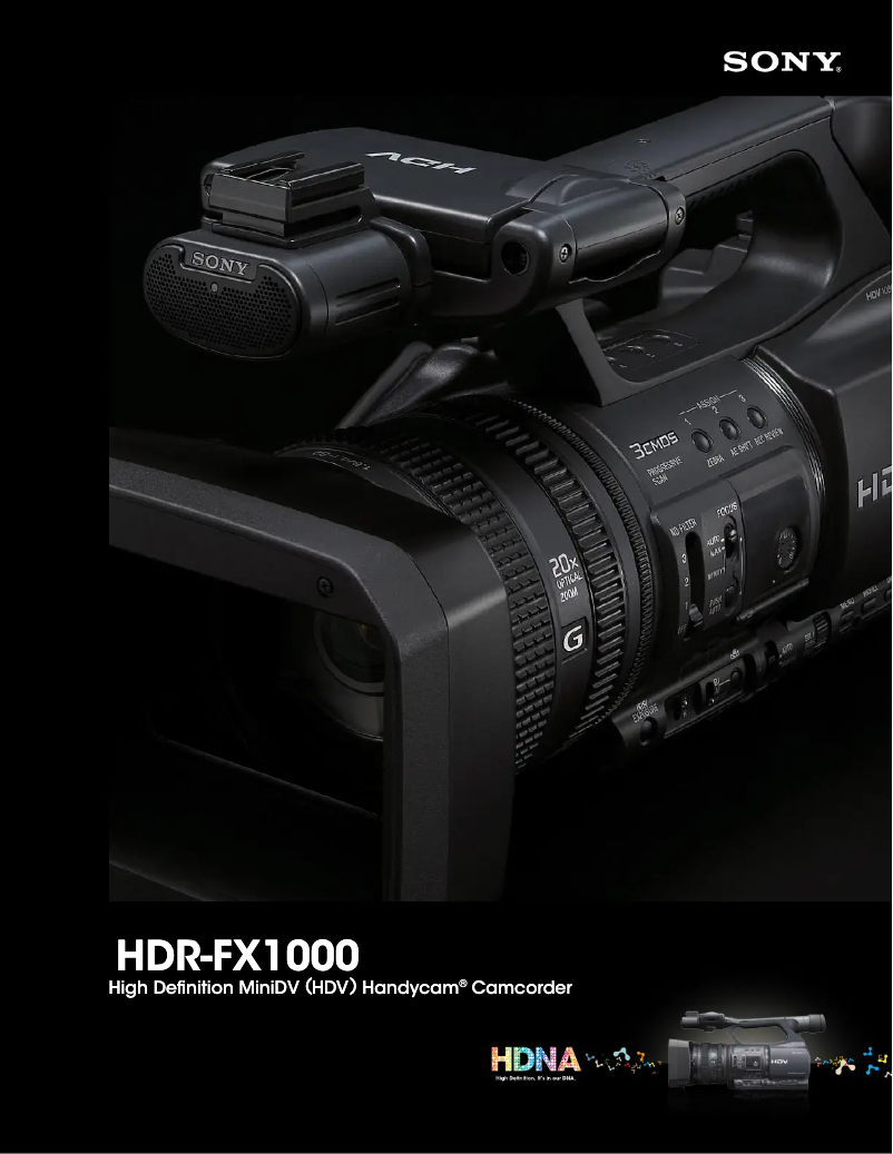 Page 1 de la notice Fiche technique Sony HDR-FX1000