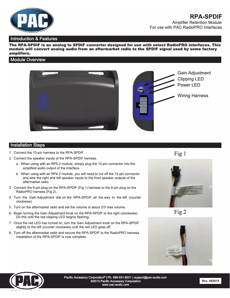 Page n°1 - Manuel utilisateur PAC RPA-SPDIF