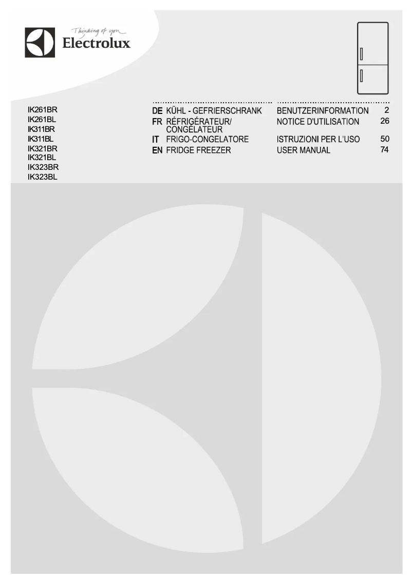 Page 1 de la notice Manuel utilisateur Electrolux IK311BR