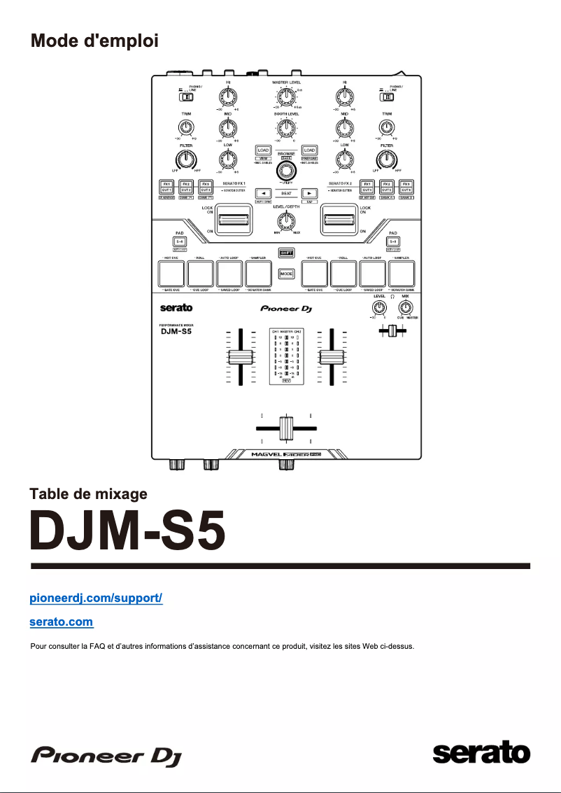 Page 1 de la notice Guide de démarrage rapide Pioneer DJM-S5