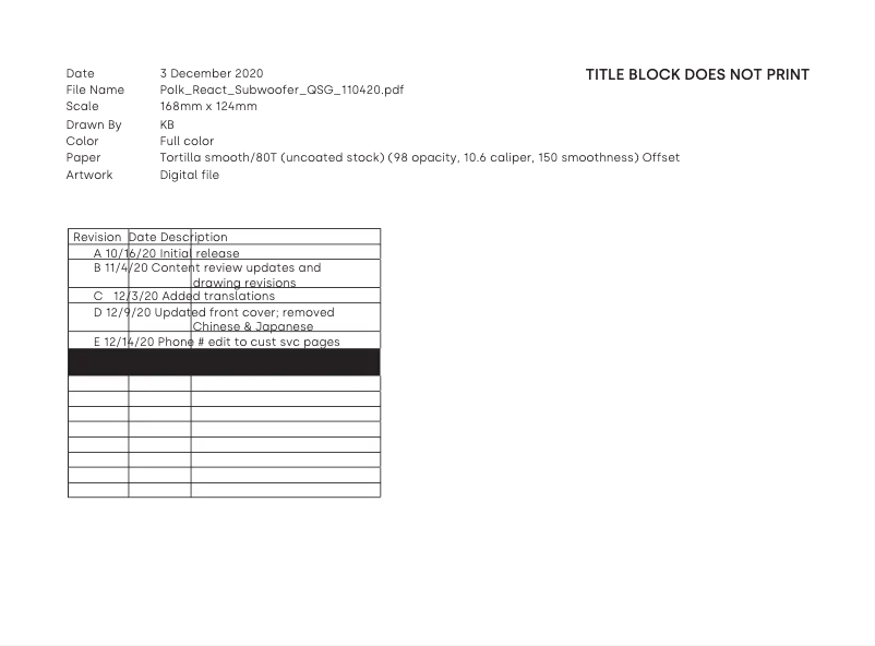 Page 1 de la notice Manuel utilisateur Polk React Sub