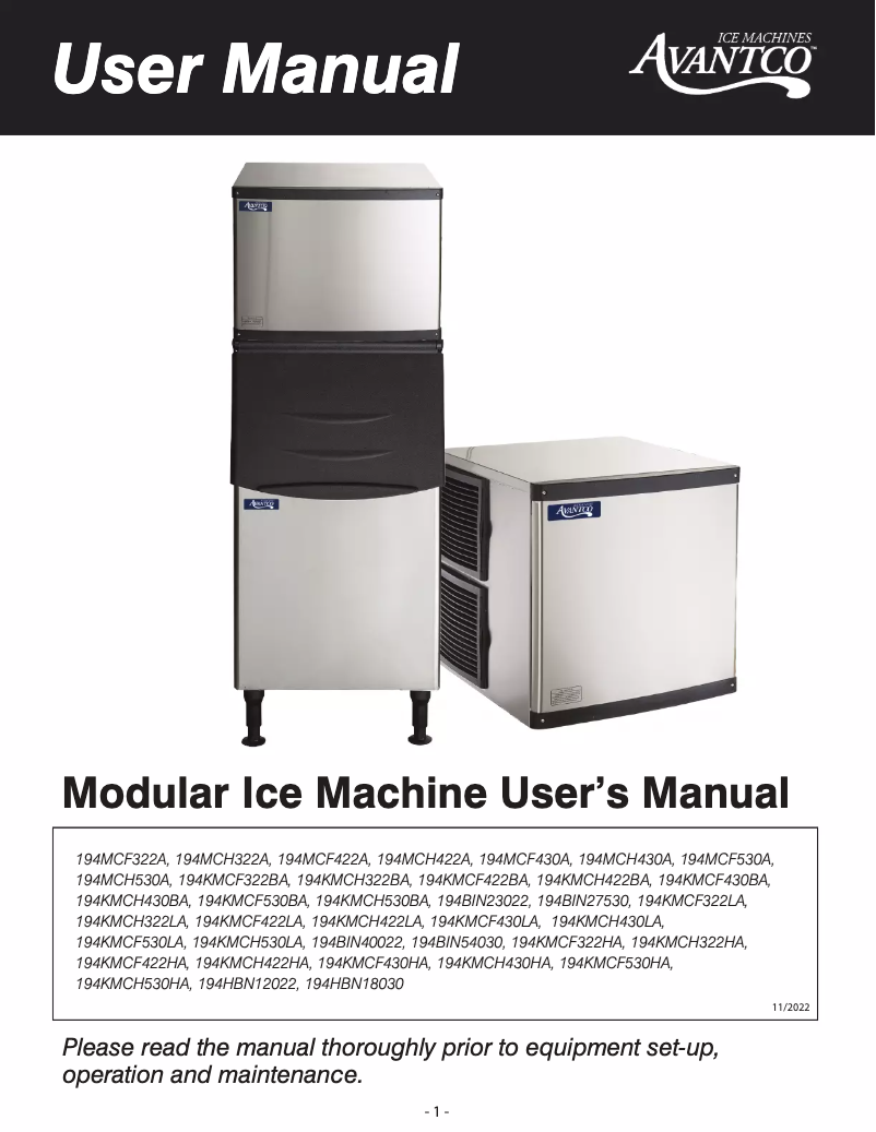 Image de la première page du manuel de l'appareil Ice MC-H-322-A