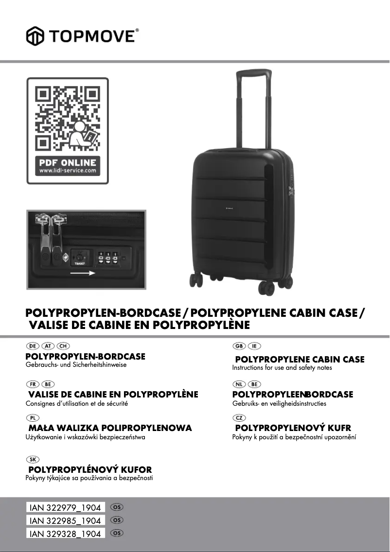 Page 1 de la notice Manuel utilisateur Topmove IAN 322979