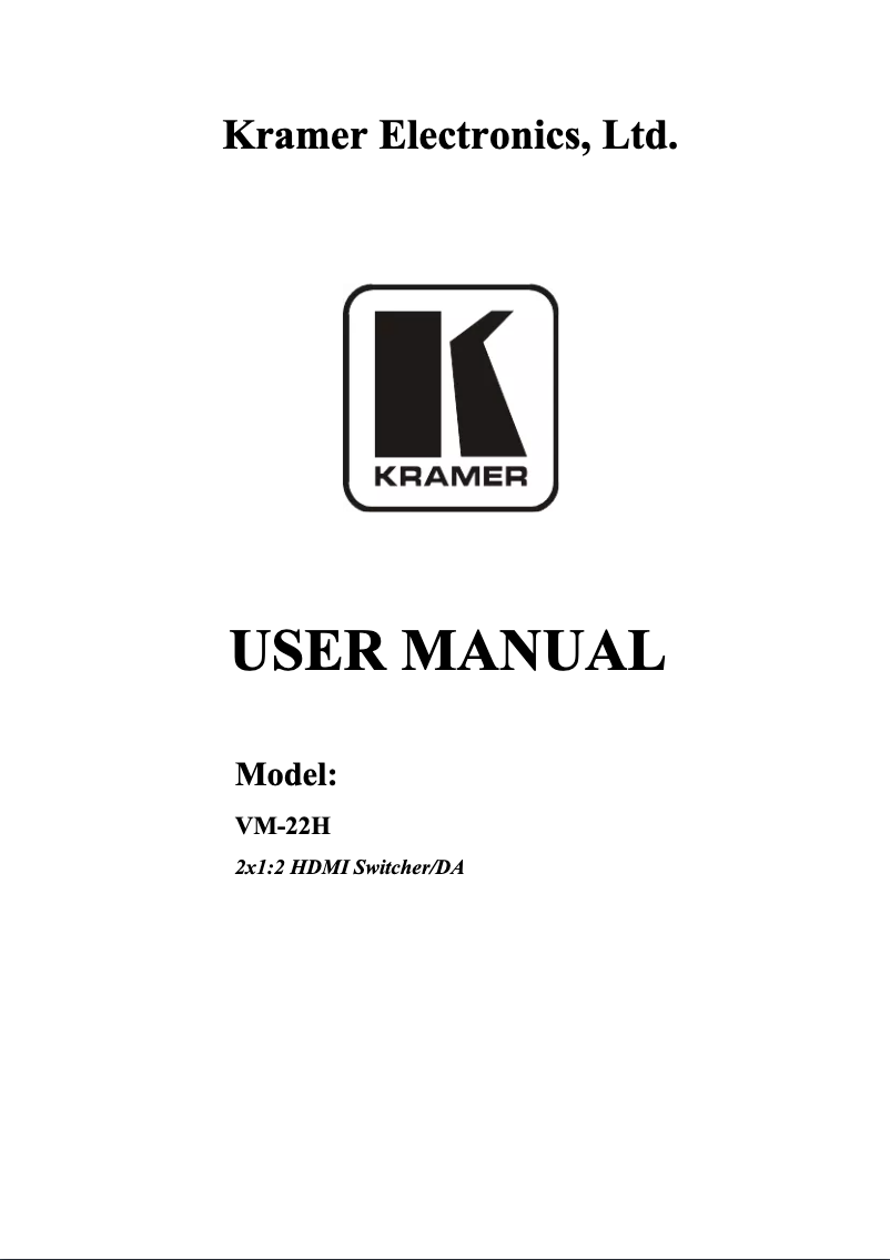 Page n°1 - Manuel utilisateur Kramer VM-22H