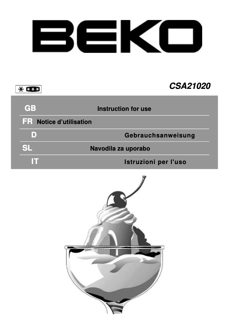 Page 1 de la notice Manuel utilisateur Beko CSA 21020