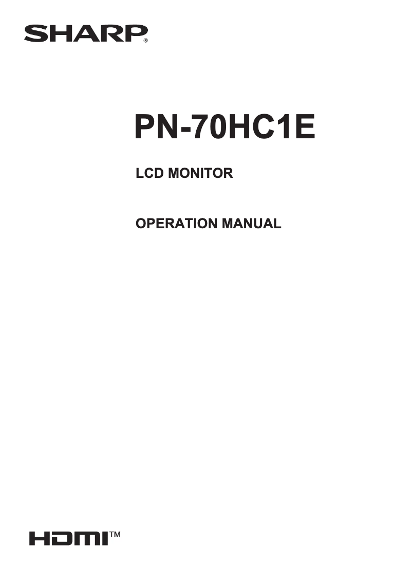 Page 1 de la notice Manuel utilisateur Sharp PN-70HC1E