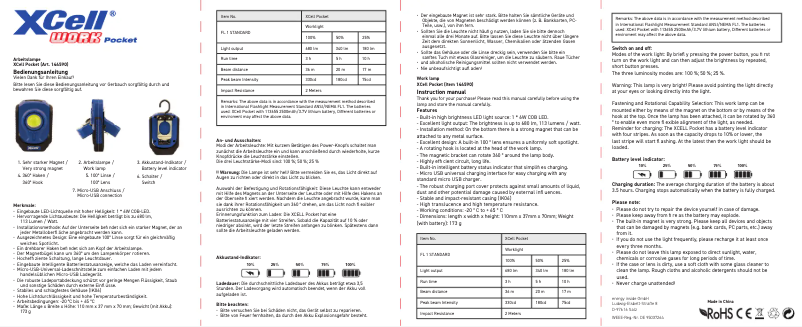 Page n°1 - Manuel utilisateur XCell Work Pocket 144590