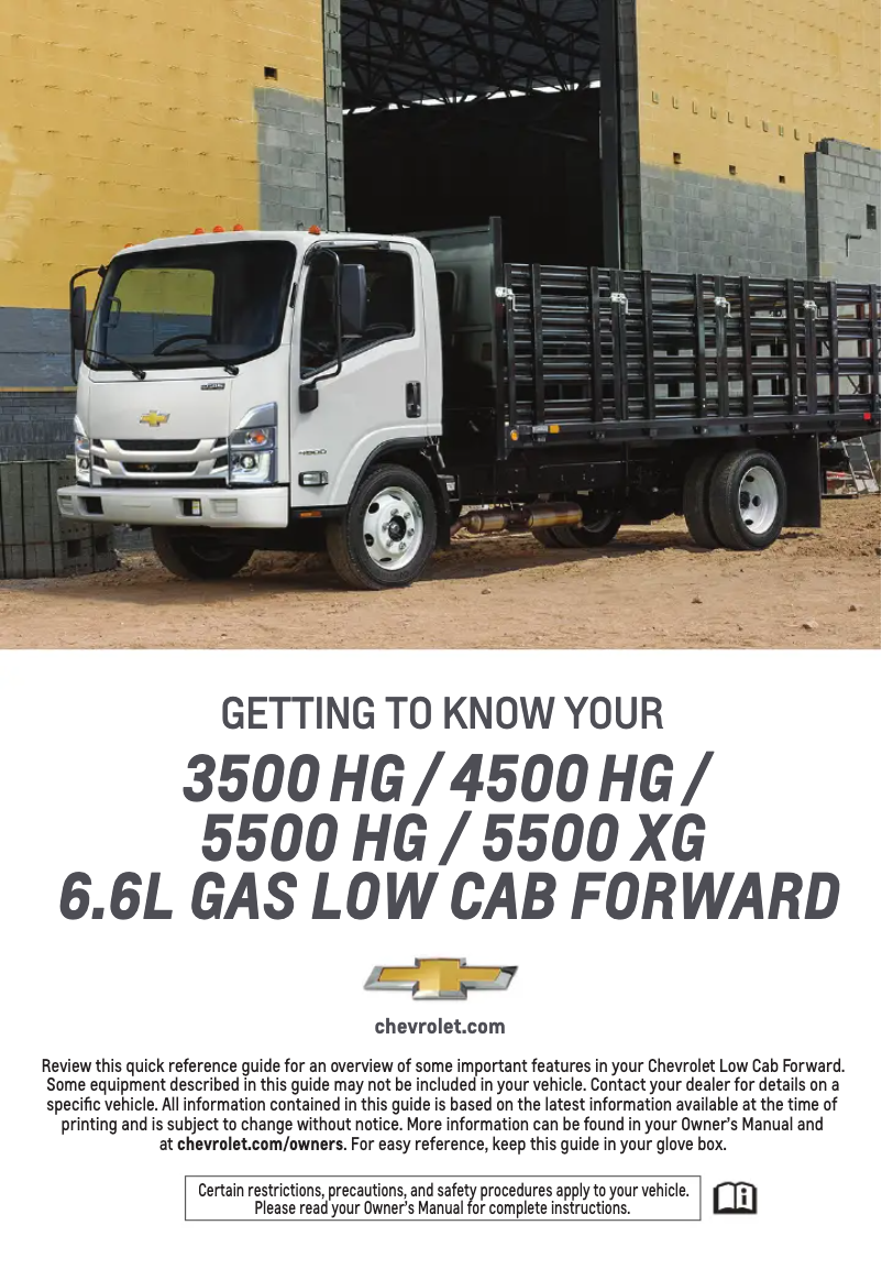 Page n°1 - Guide de démarrage rapide Chevrolet Low Cab Forward (2024)