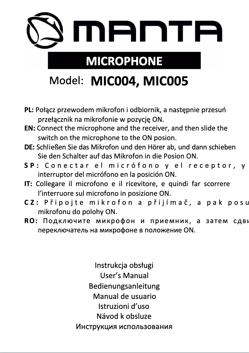 Image de la première page du manuel de l'appareil MIC004