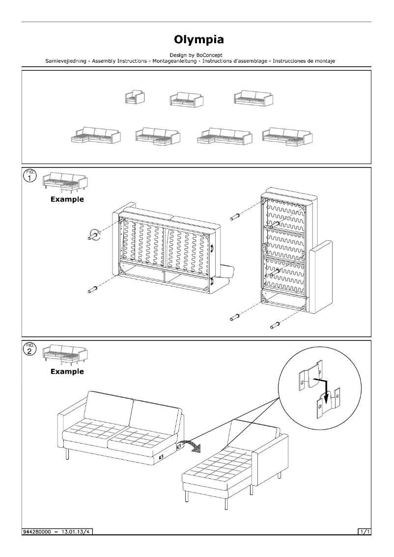 Page 1 de la notice Manuel utilisateur BoConcept Olympia