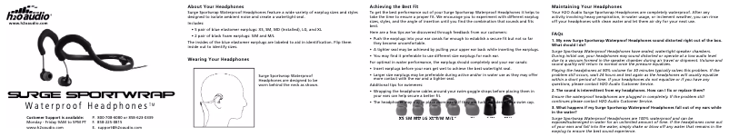 Page 1 de la notice Manuel utilisateur H2O Audio Surge Sportwrap IEN1-BK