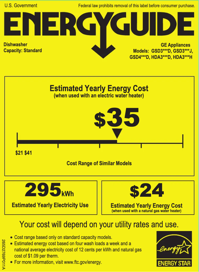 Page n°1 - Label énergétique GE GSD3300DBB