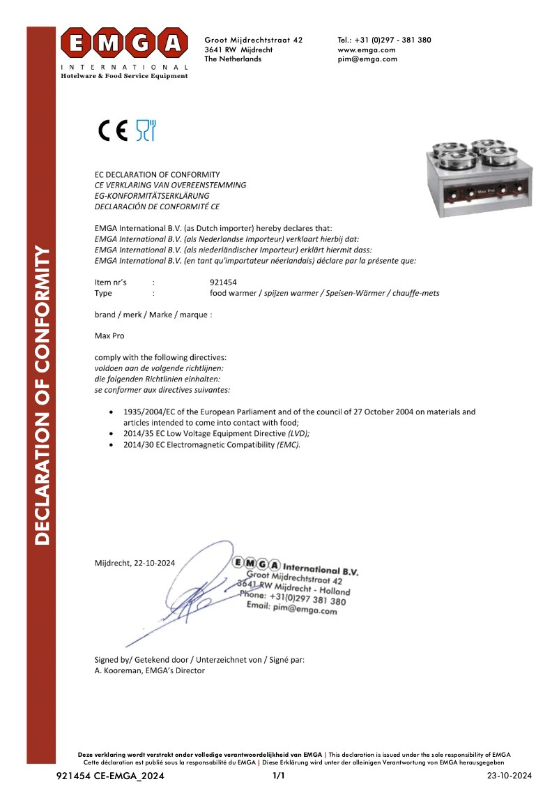 Page 1 de la notice Manuel utilisateur Max Pro 921454