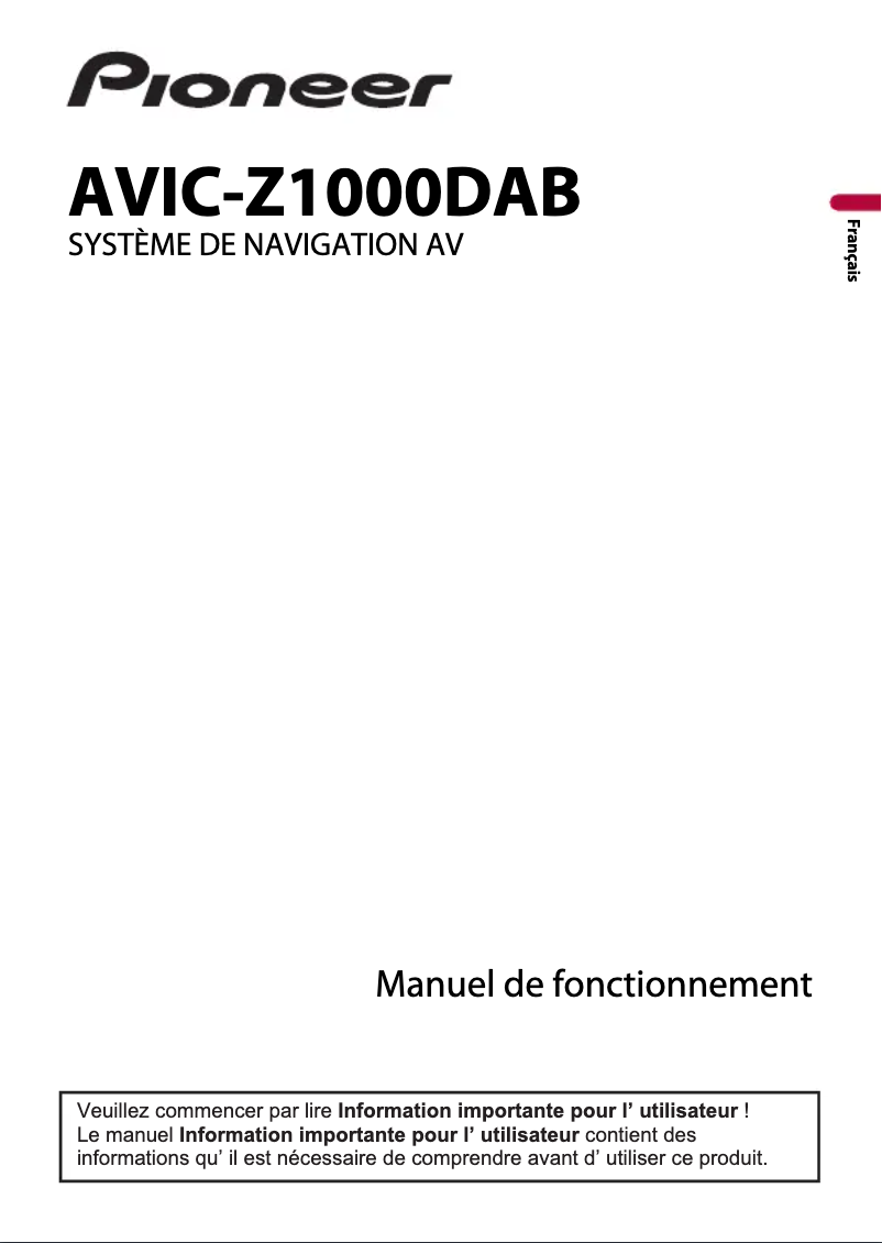 Image de la première page du manuel de l'appareil AVIC-Z1000DAB
