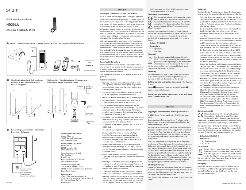 Image de la première page du manuel de l'appareil HD30L