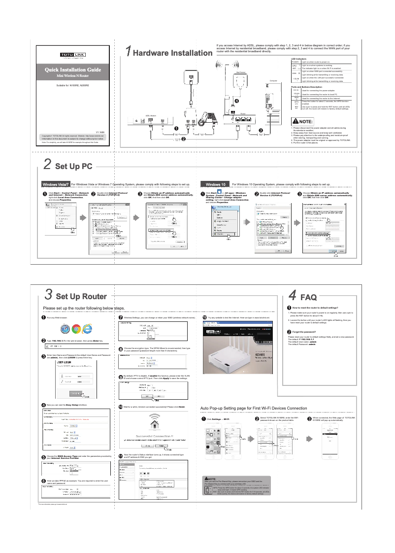 Page 1 de la notice Manuel utilisateur Totolink N200RE V3