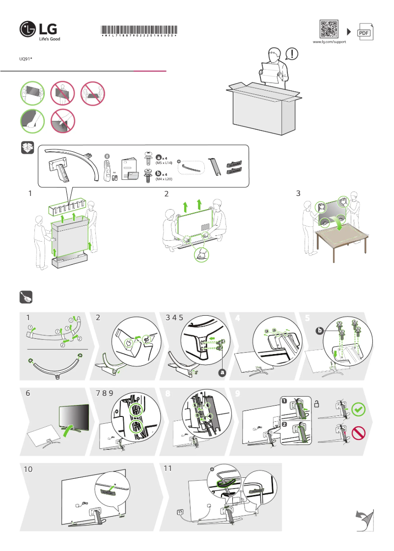 Page 1 de la notice Guide d'installation LG 75UQ91006LA