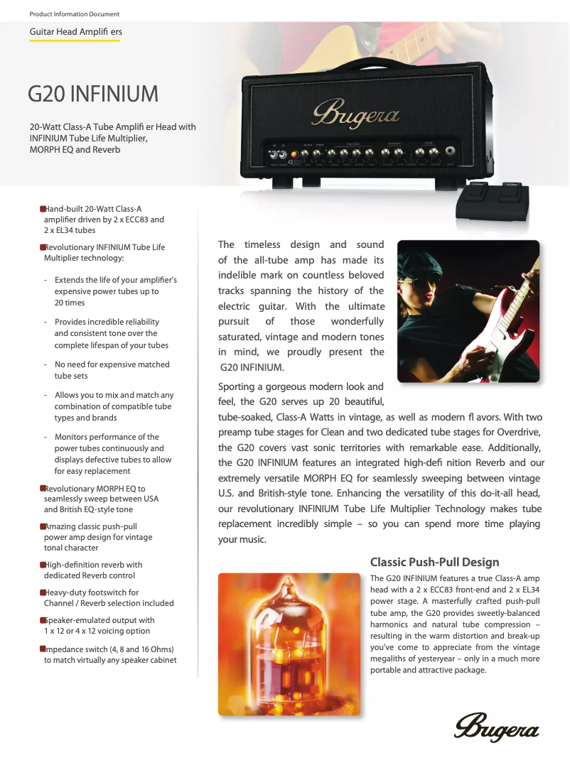 Página 1 del manual Ficha técnica Bugera G20 Infinium